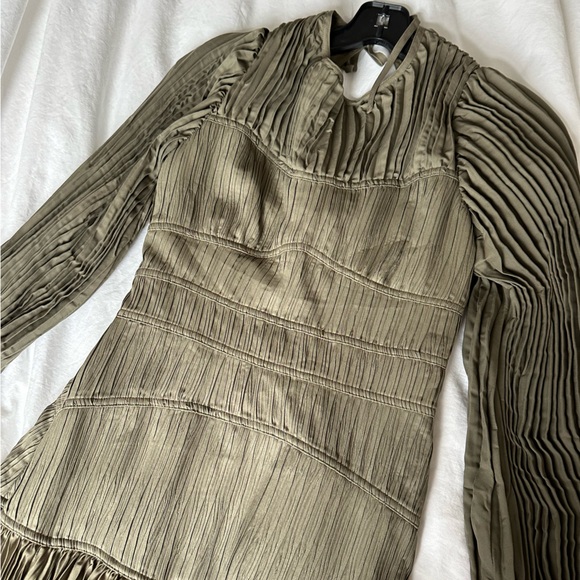 Jonathan Simkhai Malia Pleated Maxi Dres | Size 0 | XS | Olive/Moss | NWT - Picture 6 of 6